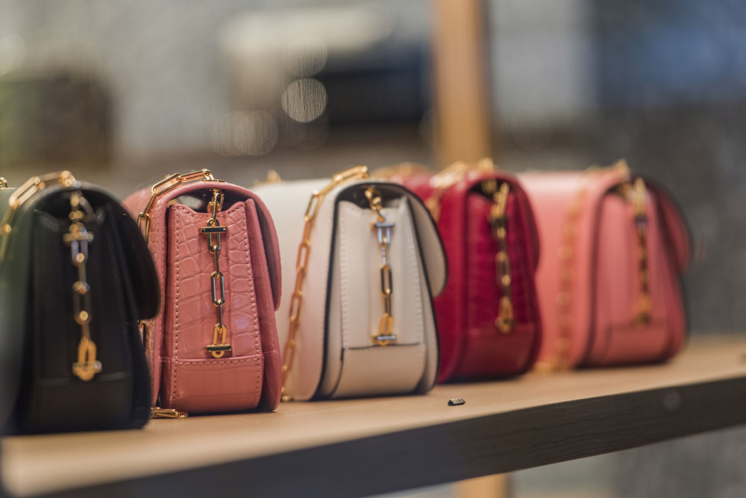 Woman purses in a store in Paris. Linksy.eu